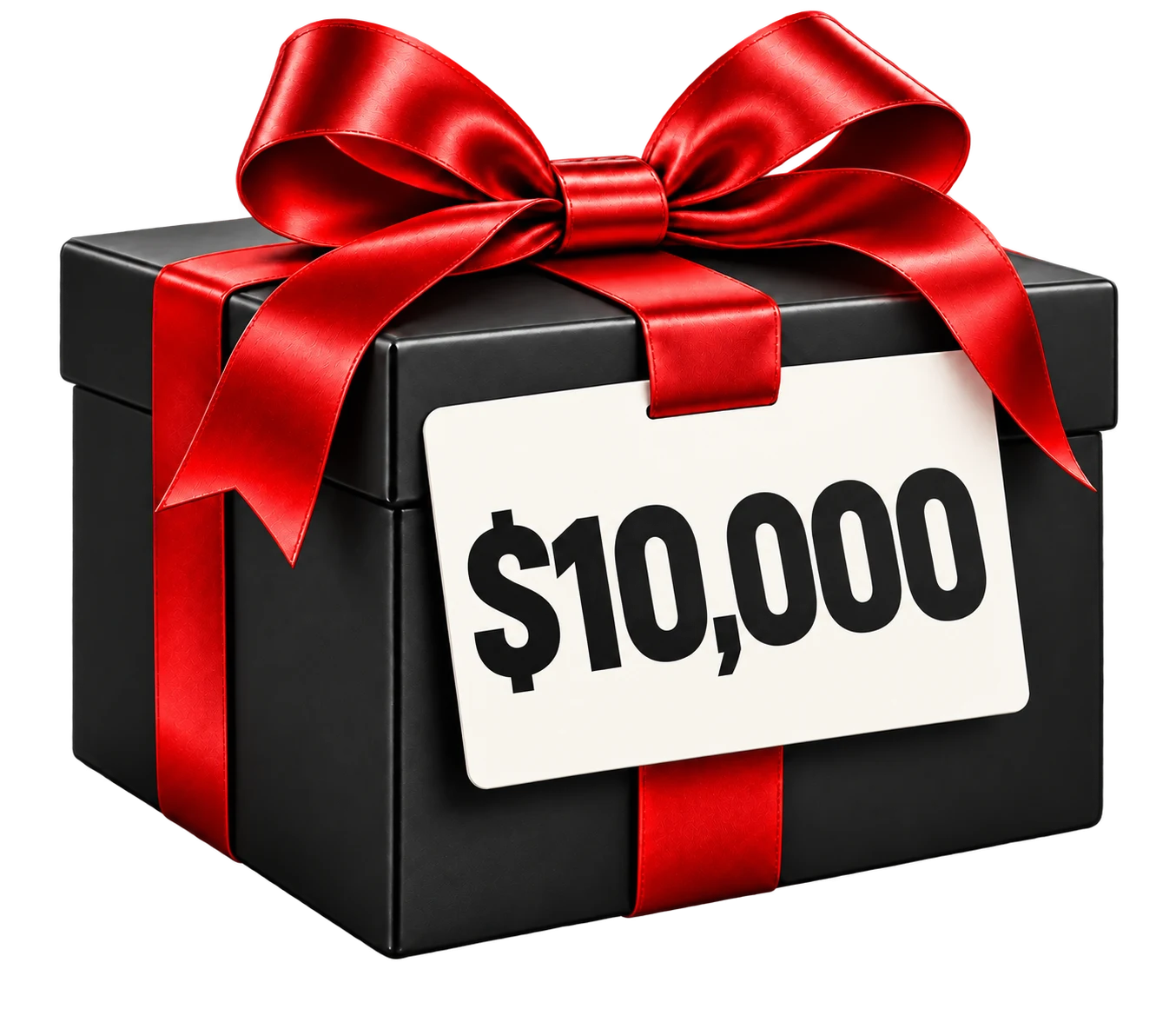 Gift box with $10,000 printed on the tag